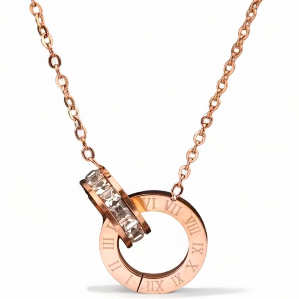 NEW - 18K GOLD PLATED STAINLESS STEEL NECKLACE 16 INCH - ROSE GOLD